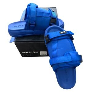 Seichi Cobalt Blue Padded Buckle Strap Slides Mens Sandals Size 9 EU 42 NEW